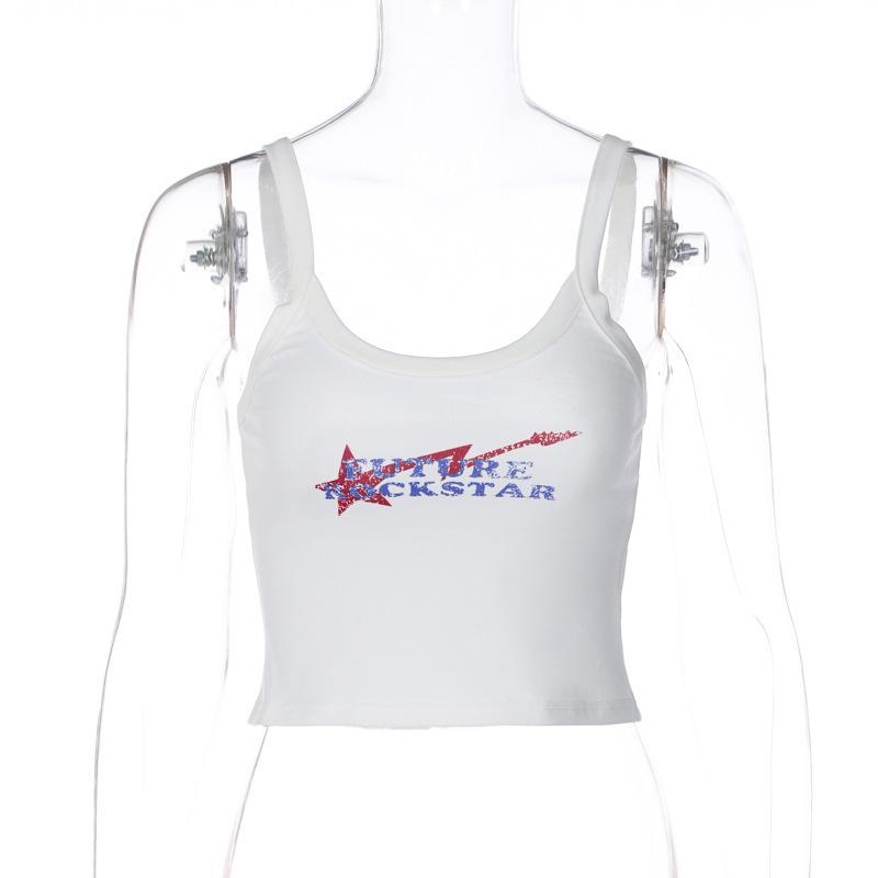 

Летний женский топ с буквенным принтом в европейском и американском стиле, сексуальный утягивающий жилет для улицы L белый