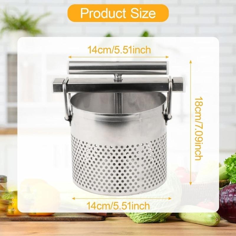 Professional Stainless Steel Manual Press Suitable for Vegetable and Meat Dehydration Featuring Residues Filter Design