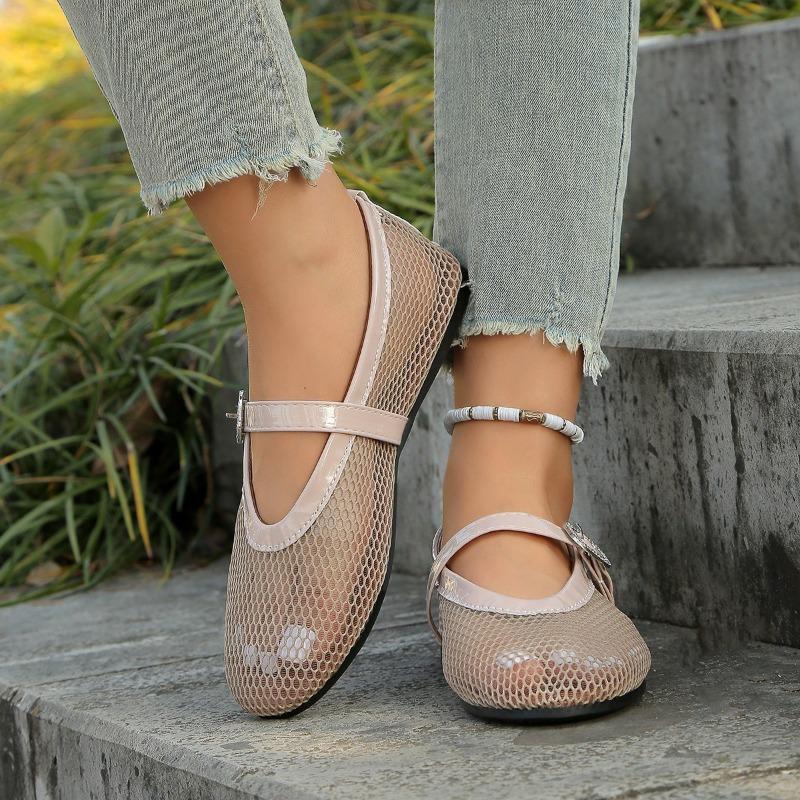 Mesh Flat Sandals Women's New Summer Outwear Exquisite Mary Jane Soft-soled Breathable Fishnet Shoes