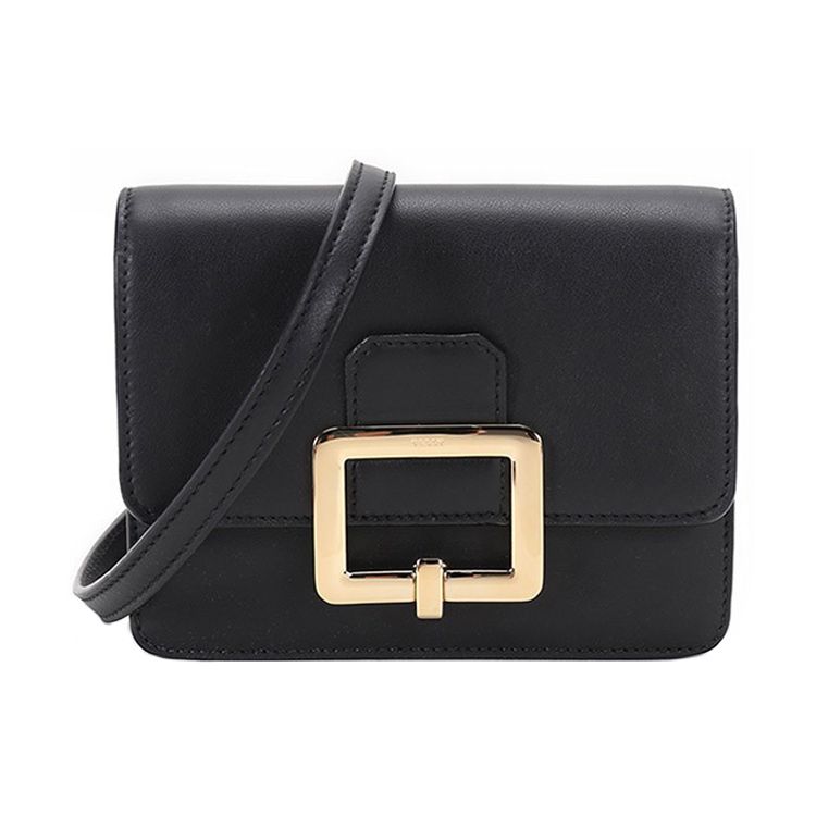 Bally Solid Color Vintage Square Buckle Flap Leather Envelope Clutch Shoulder Crossbody Mini Women Bags Black 6237076