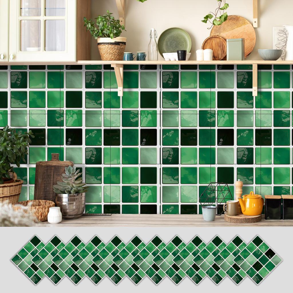 12 Self-adhesive Kitchen Waterproof and Oil-proof Wall Stickers, Bathroom Wall Decoration Renovation, Beautification Strong Wallpaper Stickers