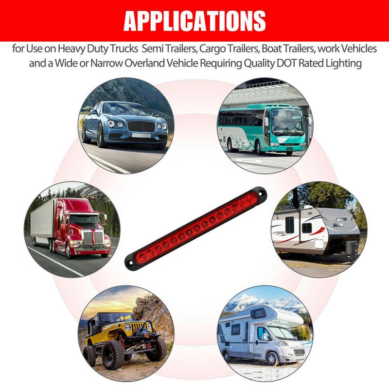 Red Brake Light For Car Waterproof High Mount Tail Light Multipurpose Stop Lamps Dustproof Automotive Supplies For Travel Daily