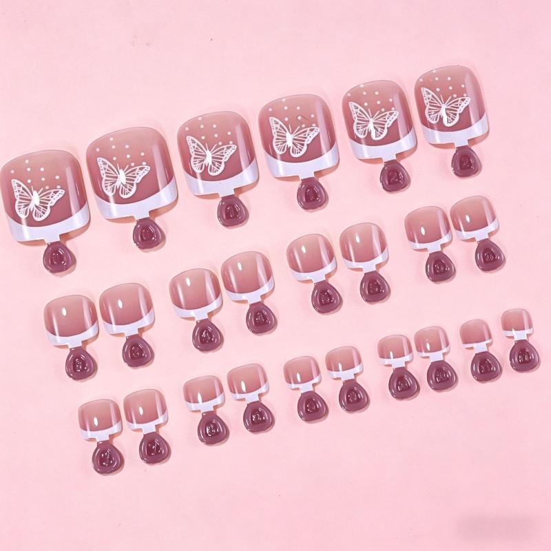 Full Cover Short Press On Toe Nails 96Pcs/Box Red High Saturation Fake Toe Nails for Home DIY Salon Foot Nail Decor
