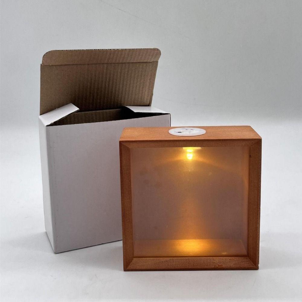 Decorative Display Case with Led Light Handmade 3D Picture Frame Wood DIY Nightlight  Tabletop