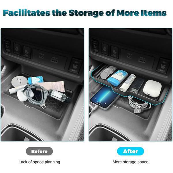 Black ABS+PVC Center Console Storage Tray for Nissan