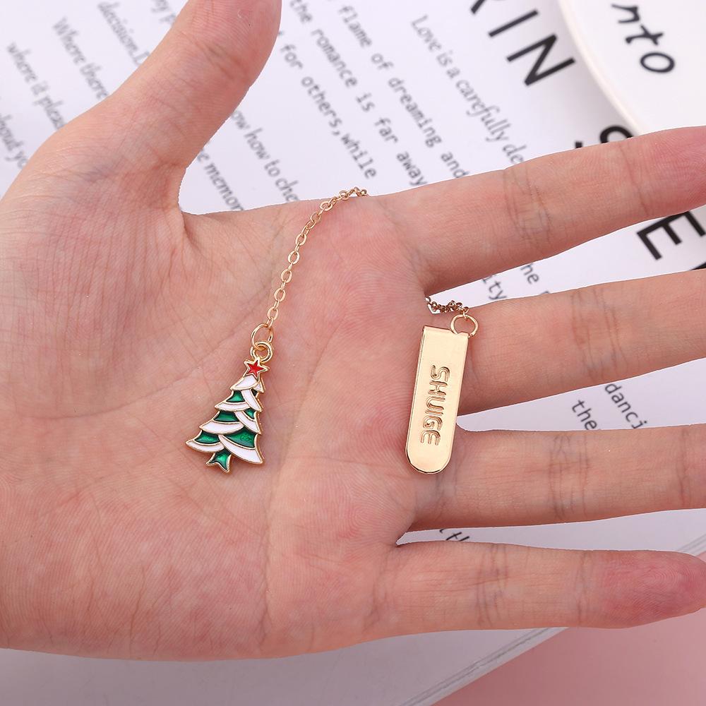 1 Piece Cartoon Christmas Metal Santa Pendant Bookmark School Office Supplies Bookmarks Cute Stationery