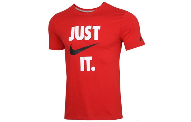 Nike T Shirts Men s Red Crew Neck Moderate Straight Fit AQ5195-650 M