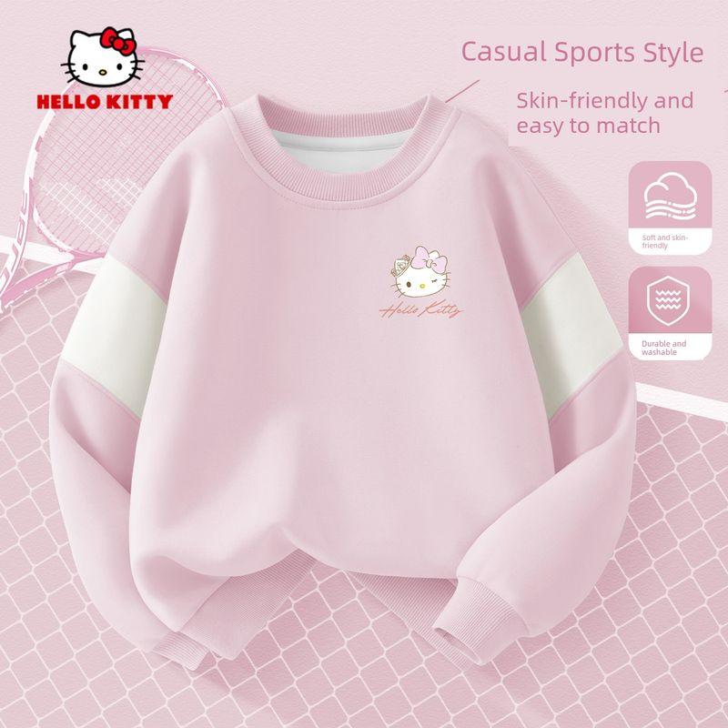 Hellokitty Girls' Sweatshirt, Spring and Autumn Style, Pink Children's Top, Early Spring Children's Clothing, Girls' Long-Sleeved Base Shirt