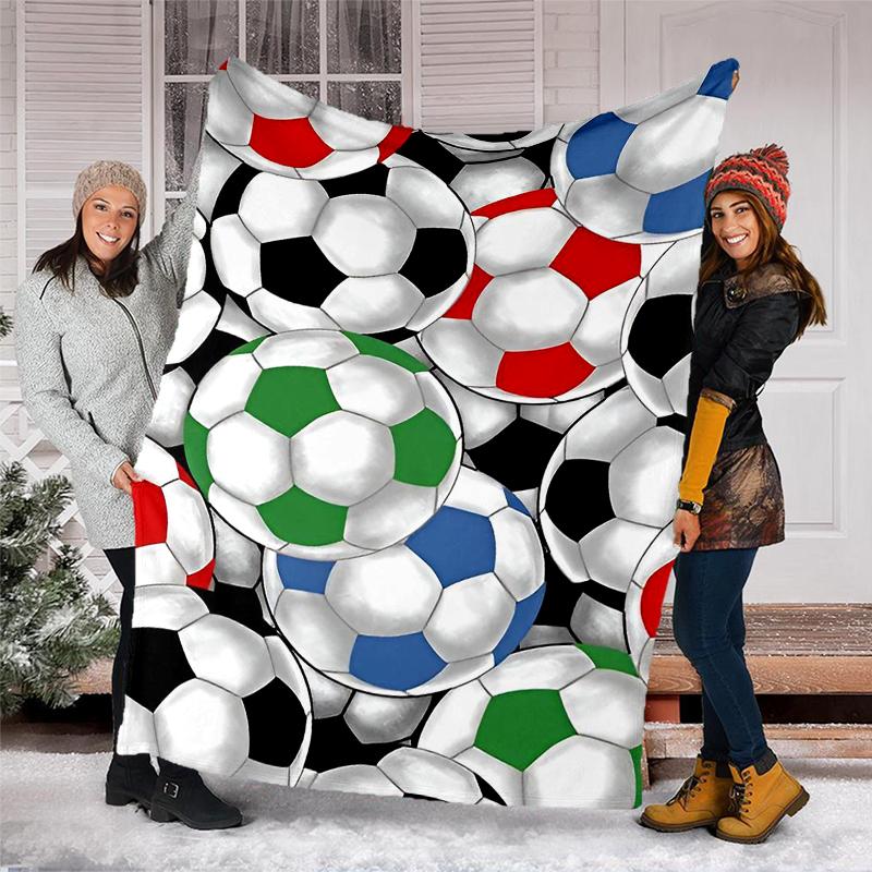 Soccer Theme Printed Blanket - Perfect for Couch, Bed, Travel & Outdoor Use | Machine Washable, Cozy & Durable.