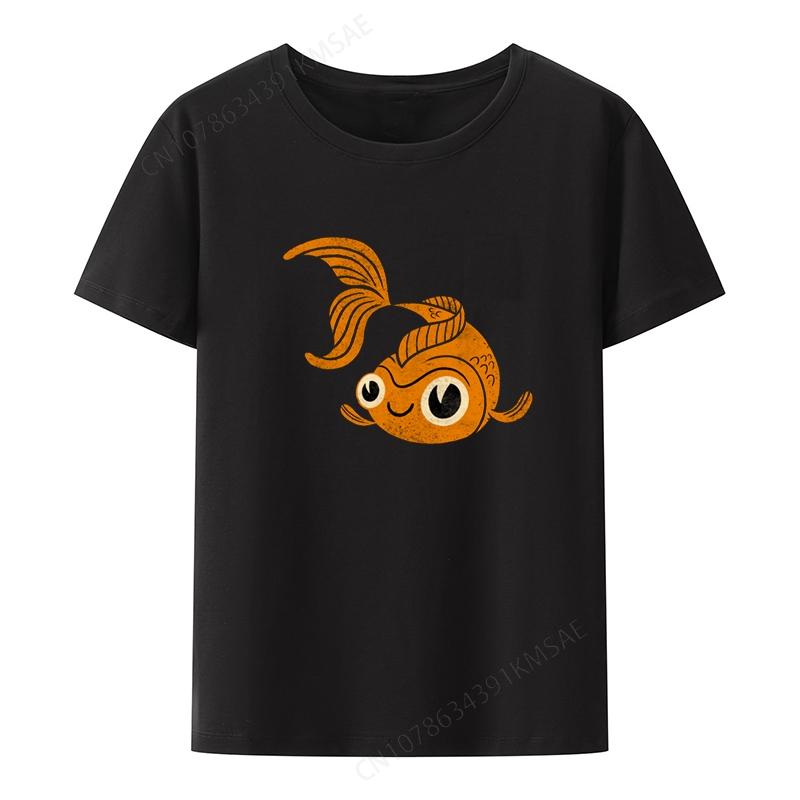 Goldfish Graphic Tshirt Funny Tee New Arrival Aesthetic Tshirts Unisex Retro Camisa Masculina Cartoon Unisexs Top Loose