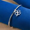 Elegant 925 Sterling Silver Delicate Four-Leaf Clover Open Bangle for Women, Fashionable Wedding Party Accessories