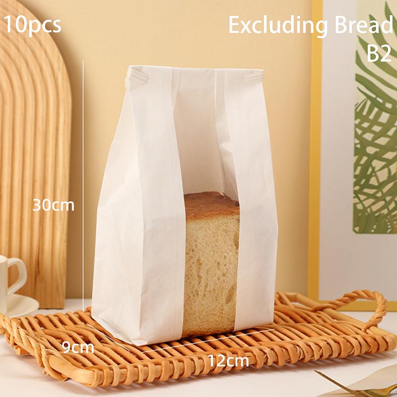 New 10 PCS Iron Wire Kraft Paper Window Toast Bread Cookies Packaging Bag Baking Biscuit Oil Proof Slice Cake Storage Pouches
