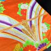 Used H-204 Fukuro obi 6 pieces Pure silk 9 inch Karaori Chrysanthemum Peony Aurora Orange