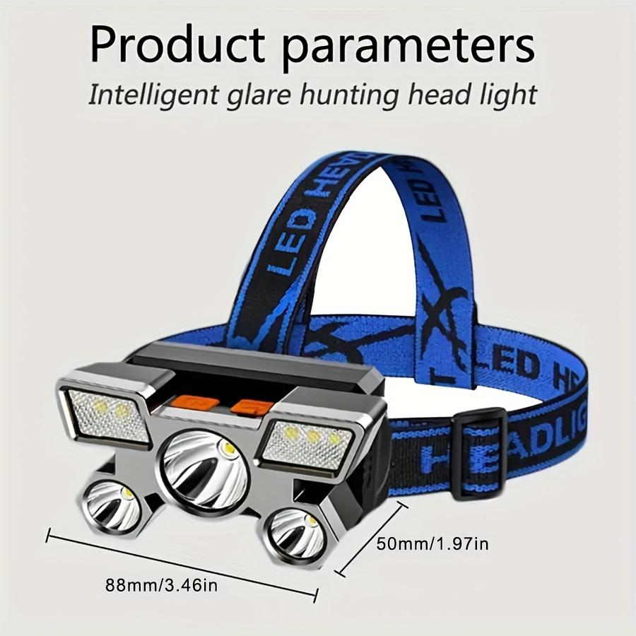 1pc Super Bright 3LED+6SMD Headlights USB Rechargeable Portable 4 Modes Night Flashlight for Outdoor Fishing Camping Adventure