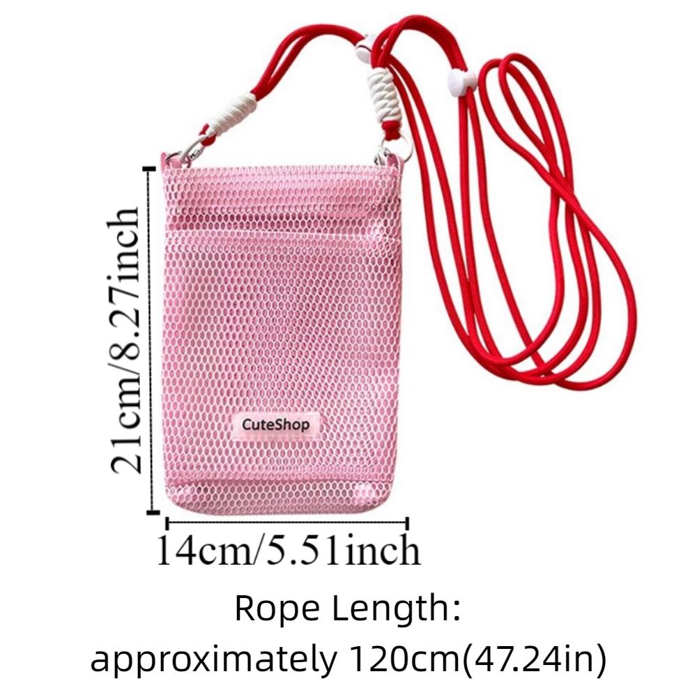 Hollowed-out Korean Style Shoulder Bag Sweet Mobile Phone Bag Fashionable Nylon Mesh Bag  Girls