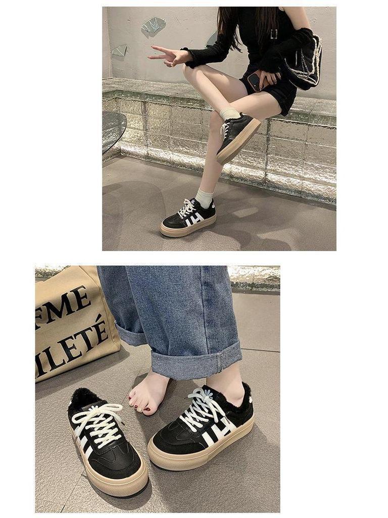 Women's Plus Velvet Thickened Winter Canvas Trainers with Soft Soles