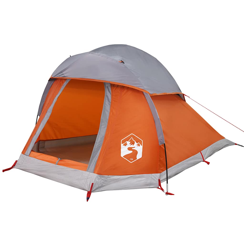 Dome Camping Tent for 1 Person Grey and Orange Waterproof