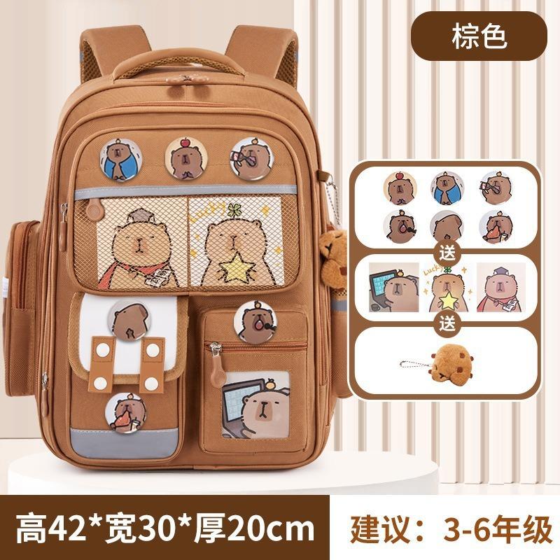 School Bag for Primary School Students, Grade 12 and 6 Girls, Cartoon Spine Protection and Burden Reduction, Backpack for Children Aged 12