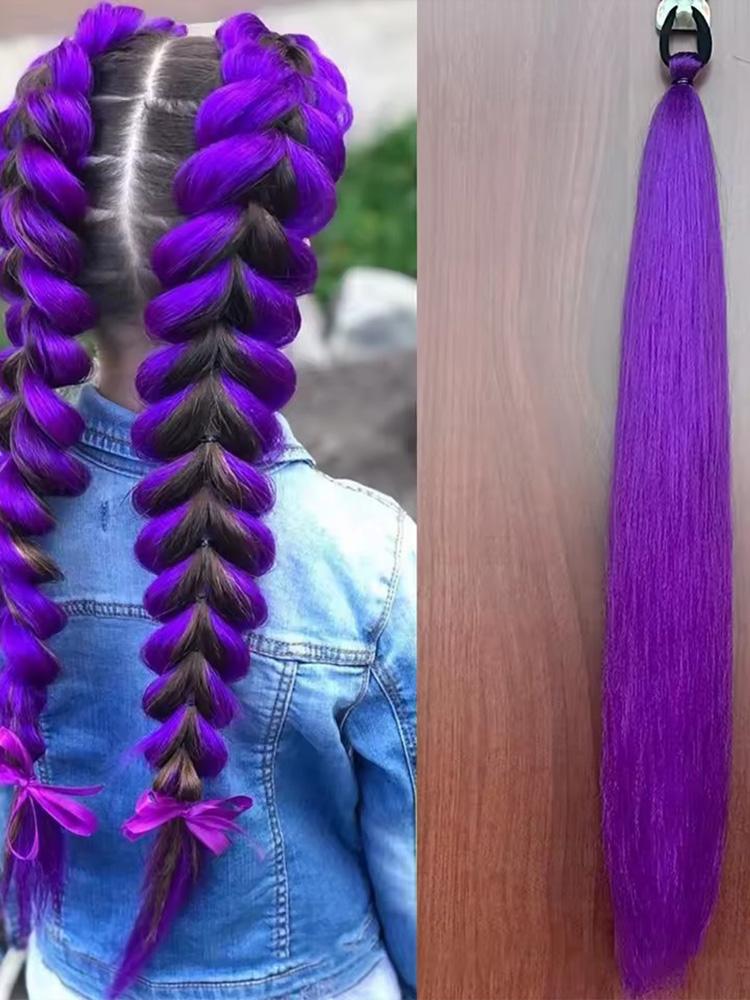 

Accessories for Women Ponytail Synthetic Straight Ponytail with Elastic Hair Tie Colorful Braiding Ponytail Hair Extensions Hair 24inches