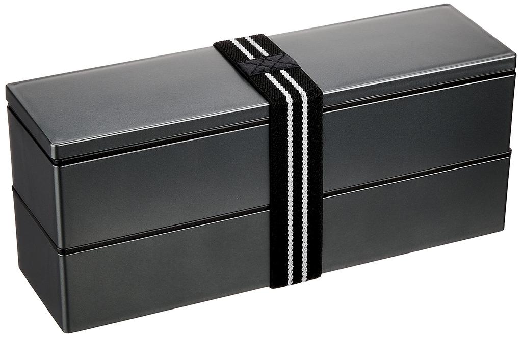 Tatsumiya Slim Bento Box Metallic W22 52332 Two-Tier 840, Black, Size Approx. D6.5 H9.6