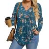 Womens Plus Size Long Sleeve Shirts  V Neck Tunic Tops Basic Loose Fit Tee Tops