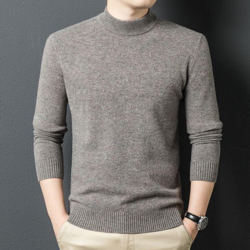 Fengxun Men's 100% Pure Wool Mock Neck Knit Sweater FXT5291