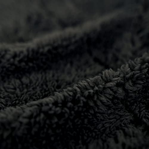 HOTEL CAMPS Cot Cover with Boa, 3-Layer Insulated Aluminum Sheet, Reversible, Can Be Used As a Blanket, and Machine Washable (Black)