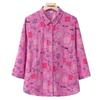 YUZHAOLIN Women's Floral Print 100% Cotton 3/4 Sleeve Shirt