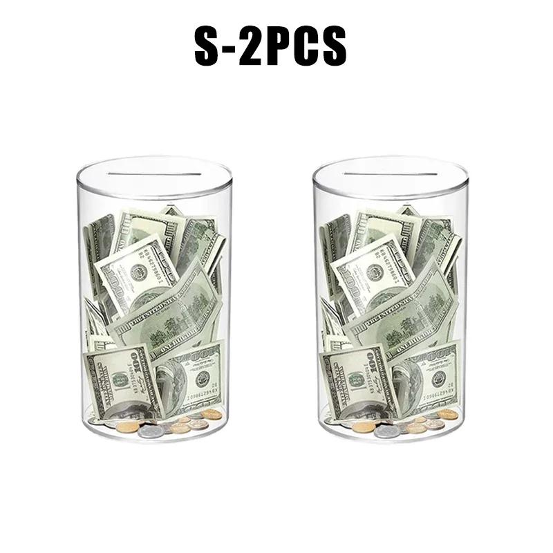 Modern Acrylic Money Jar Piggy Bank Child-Safe Unopenable Design Transparent Coin Savings Container Home Decor Desk Organizer
