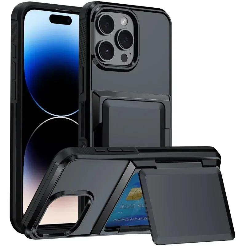 Für iPhone 16 SE 16 Pro Max 15 14 Plus 13 12 Pro Max Brieftaschenhülle mit verstecktem Kartenfachhalter Robuste schützende Handyhülle