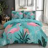 Flamingos Tropical Flowers Reversible Microfibre Bedding Set, Flamingo Quilt Covers with Zipper for Kids and Adults Room Decor