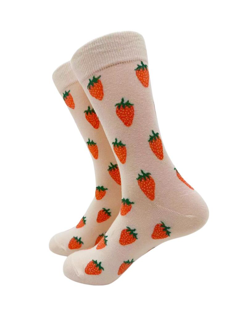 Women's Trendy Fruit Art Cotton Mid-Tube Socks - Stylish, Breathable, and Warm for All Seasons