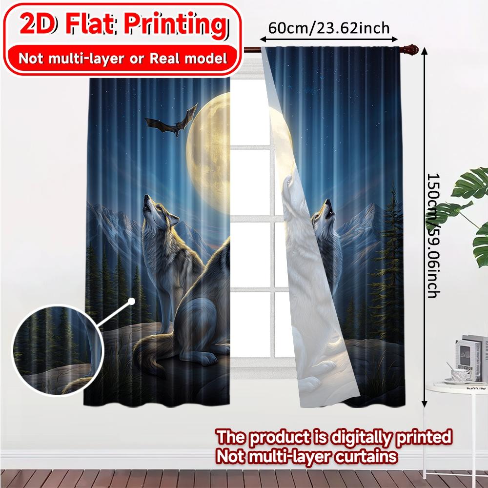 2D-Flachdruck, 2-teilige Vorhänge (Ohne Stange) Mondlicht Wölfe Heulen Saint Patrick ist Tag Feiertag Vorhänge Vielseitig Polyester