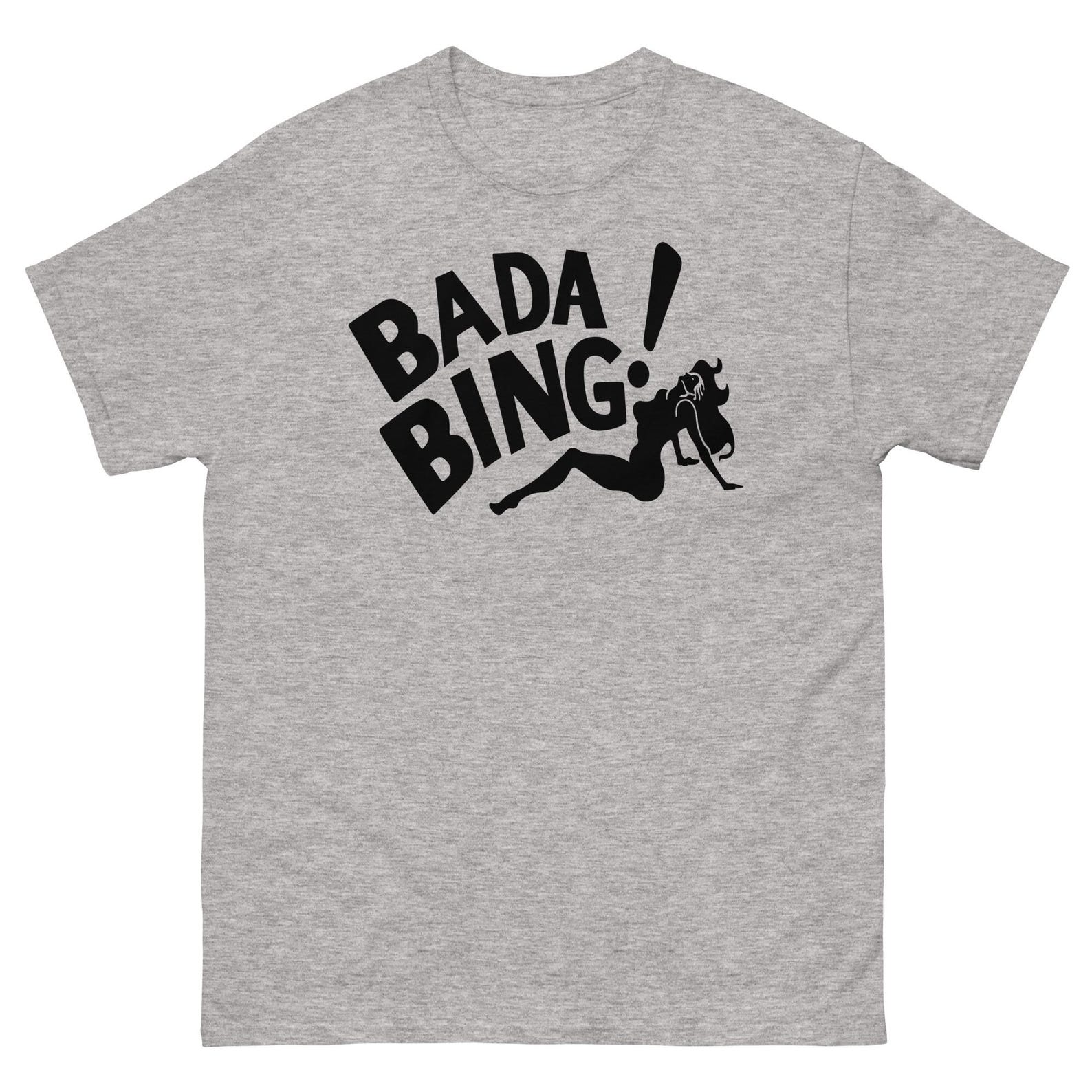 New Bada Bing White and Sport Grey T-Shirt - Gangster Mafia Sopranos Funny Shirt S