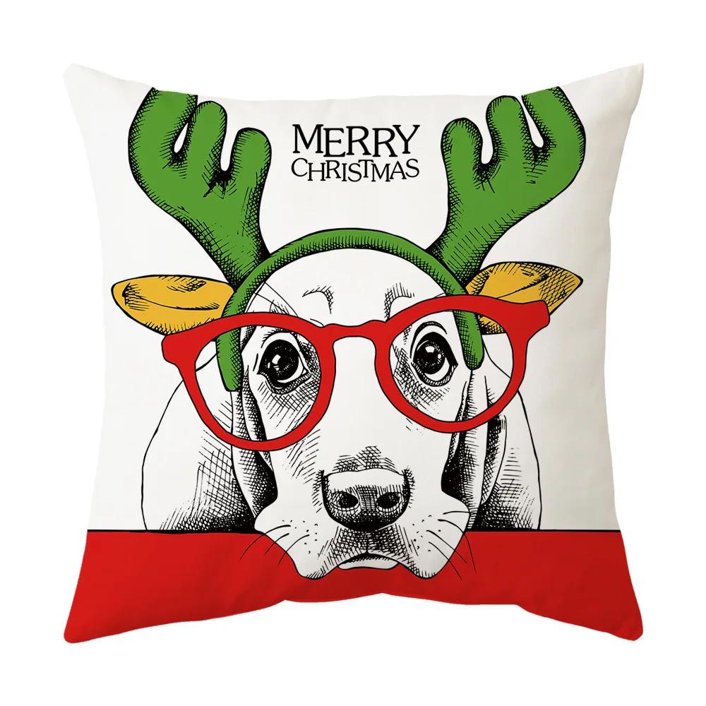 Merry Christmas Cushion Cover 45*45 Cartoons Pillowcase Cotton Linen Sofa Cushions Pillow Cases Pillow Covers