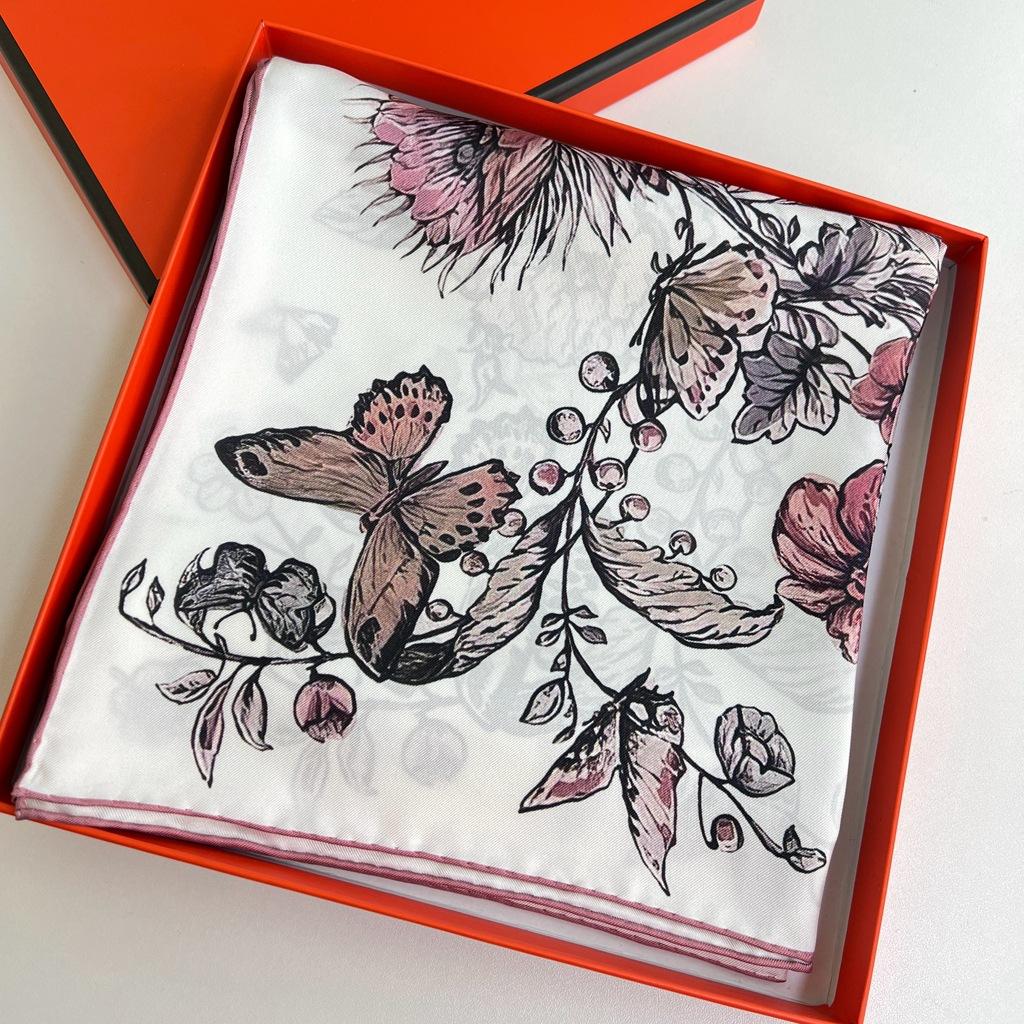 Silk High-End Silk Scarf Silk Women'S Spring And Autumn Versatile Foreign Style Square Scarf Mulberry Silk Scarf Shawl