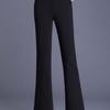Schwarze High-Waist-Hose für Damen mit schmaler Passform und leicht ausgestelltem Bein - Elegant, Dehnbar, Schlankmachend und Beinverlängernd; Perfekt für Frühling/Herbst.