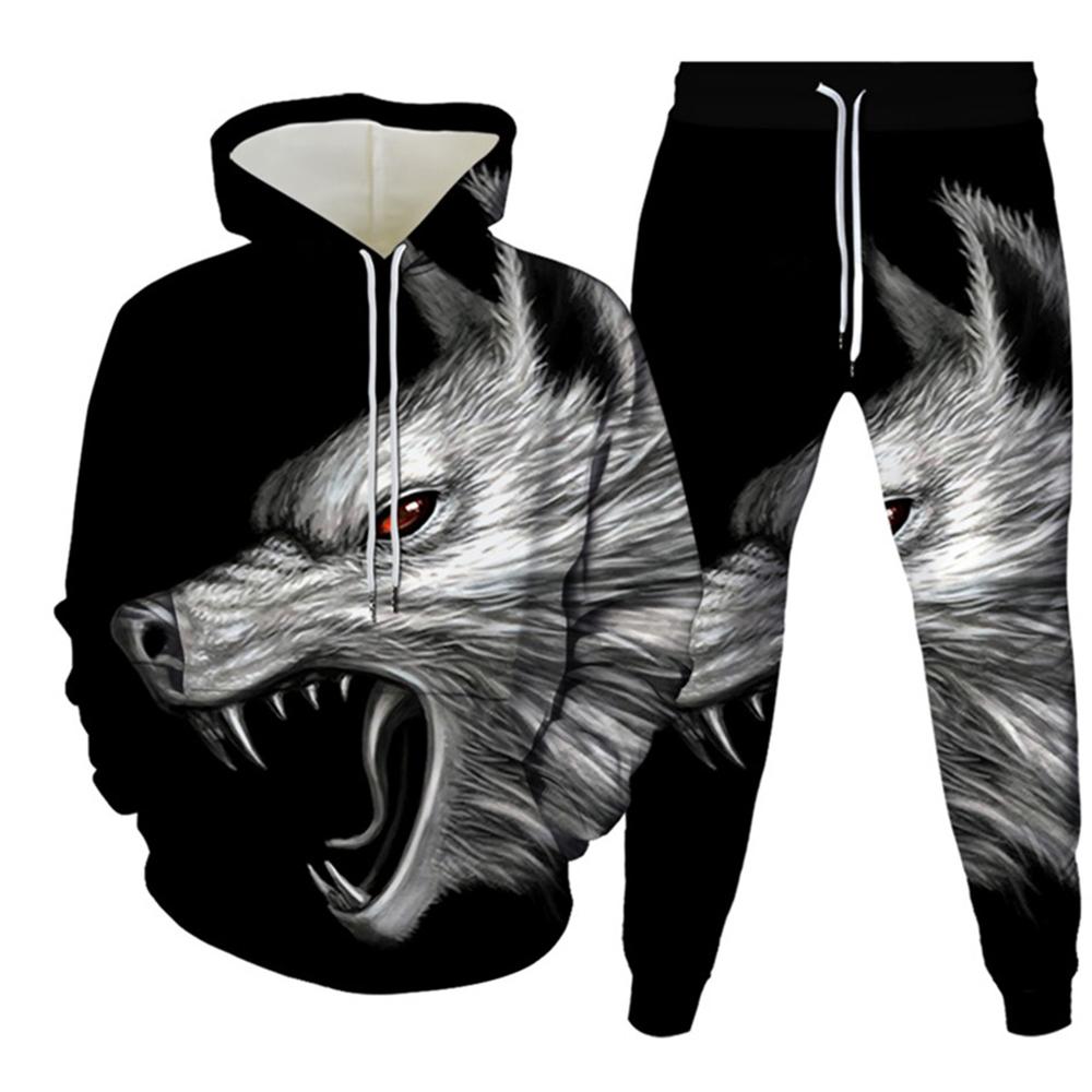 Animal Wolf 3d Print Men's Tracksuit Sets Casual Hoodie and Pants 2pcs Sets Oversized Sweatshirt Fashion Streetwear Men Clothing