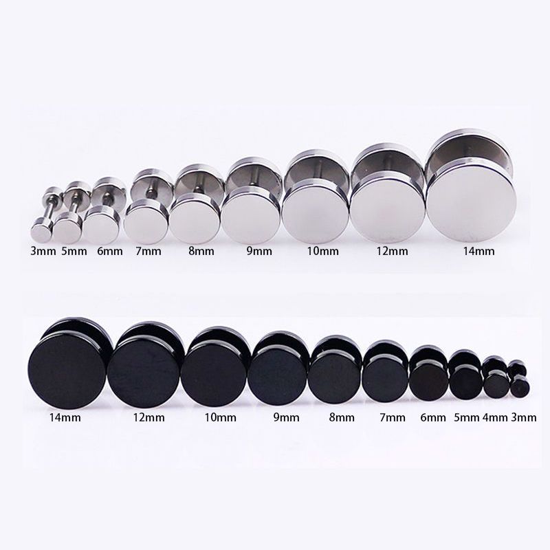 

Steel Earrings American Dumbbell Stud Earrings Men s Black round Cake Screw Tightening Buckle Versatile Personality Female Earring Bone Nail Earrings 10mm Pair [silver]]