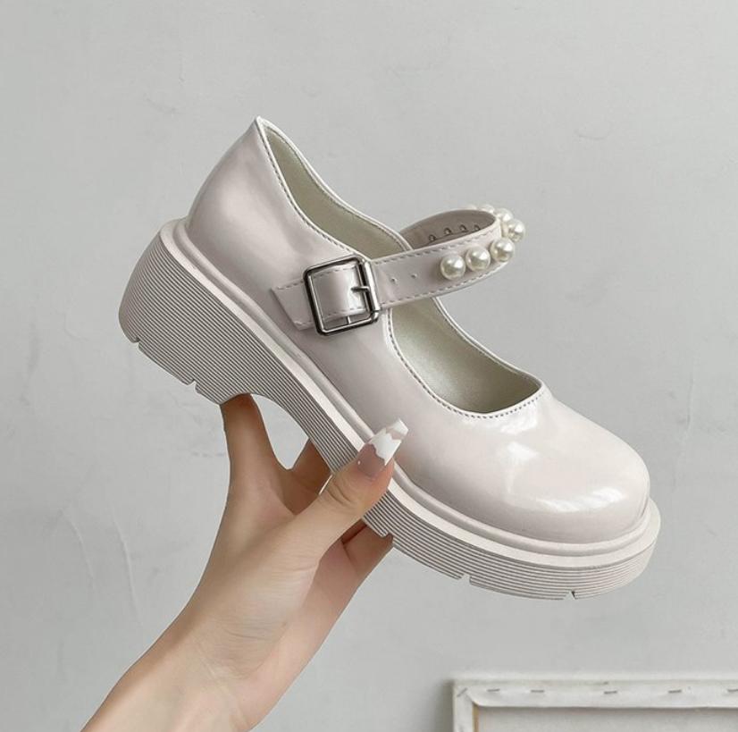 Luxury Girls Chunky Platform Mary Jane Shoes Buckle Strap Thick Heels Pumps Single Shoe Woman Black Patent Leather Lolita Shoes