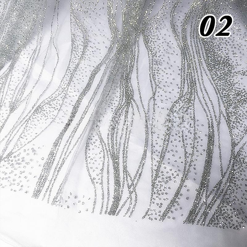 Glitter Sequin Lace Fabric Iron Bronzing Wave Pattern Polyester Material Bridal Wedding Party Evening Dress Fabric DIY Textile