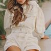 2025 Fashion Casual Distressed Denim Jacket & High Waist Lace-Up Shorts Two-Piece Suit