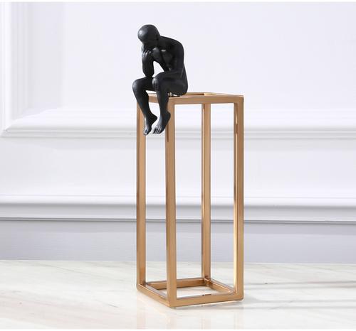 Home Decoration Accessories Thinker Rodin Sculpture Gold Stainless Steel Frame Desk Decoration Crafts Figurines Miniatures