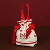 Letter Canvas Drawstring Bag Floral Bowknot Handbag Elegant Festive Sugar Bag  Party