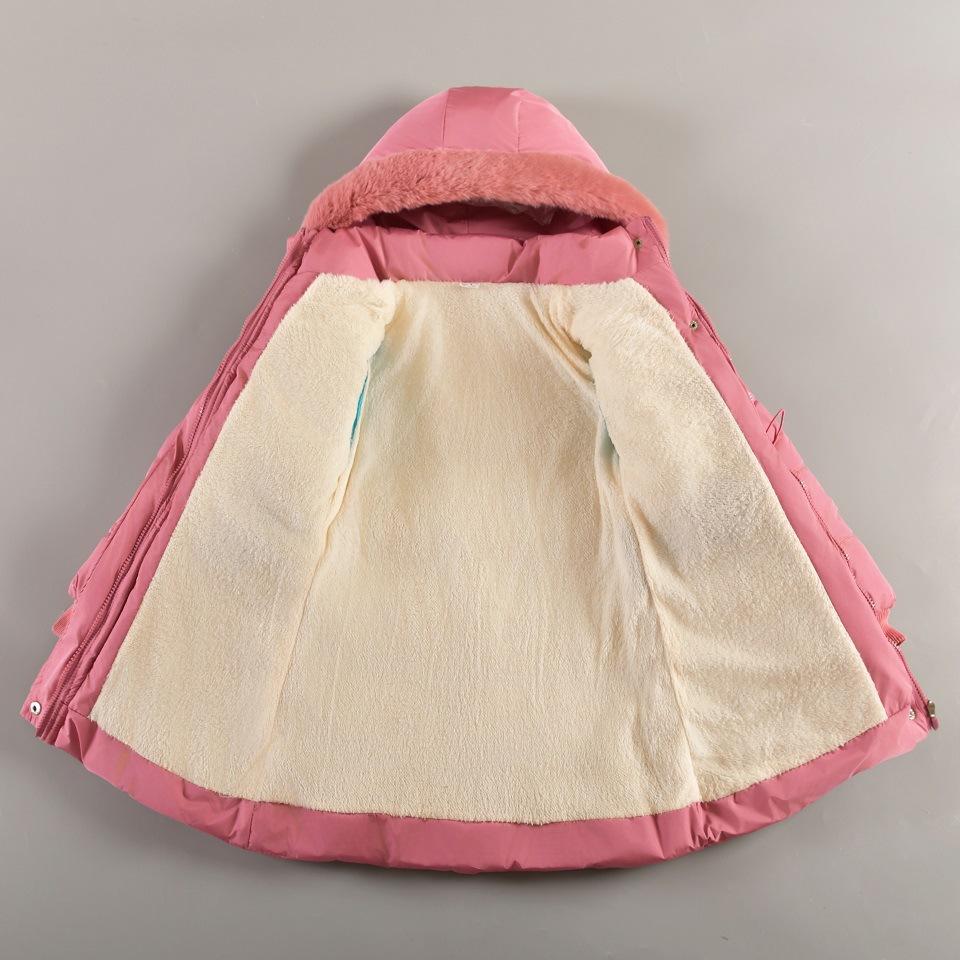 Kinderkleidung Mädchen Winter Lange Mäntel Baumwollpolsterung Jacken Dicke Kapuze Kinder Oberbekleidung für Mädchen Kleidung