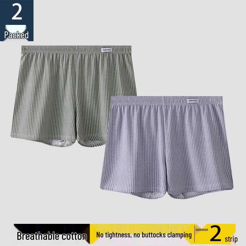 Herre Bomull Pustende Stripete Boksershorts - Løs Passform, Pluss Størrelse Sportsundertøy