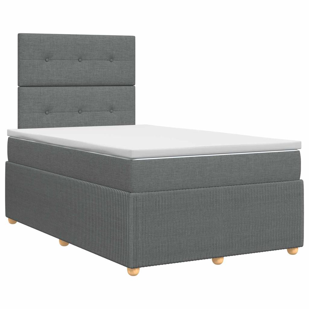 Box Spring Bed with Mattress Dark Gray 120 x 190 cm Fabric