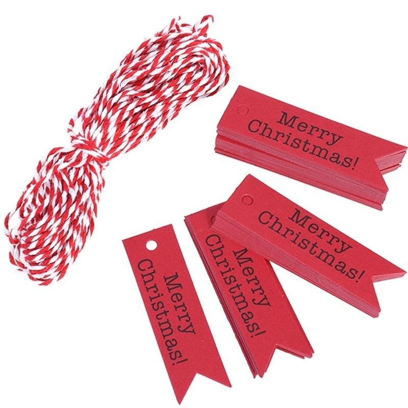 100 pcs 2*7cm Christmas Merry Christmas! Fishtail Flag Tag DIY Baking Gift Label