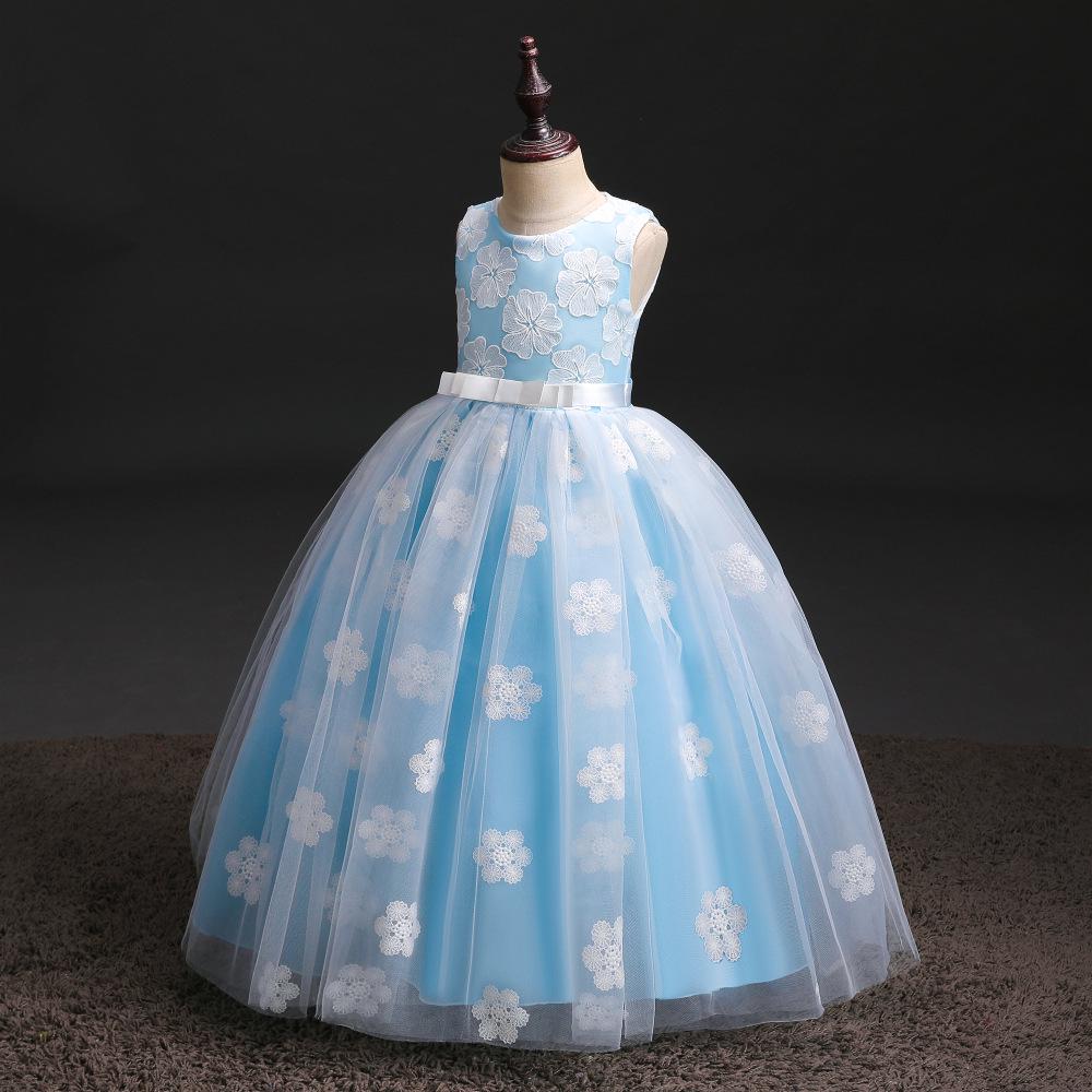 

Горячая Распродажа Пышное Платье Принцессы для Детей с Кружевной Сеткой и Цветовыми Блоками - Детская Формальная Одежда для Мероприятий 1 Июня 140cm for 9-10 years светло-синий