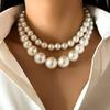 DIEZI Elegant Multilayer Big Pearl Beads Choker Necklace For Women Girls New Luxury Bride Clavicle Chain Necklace Jewelry